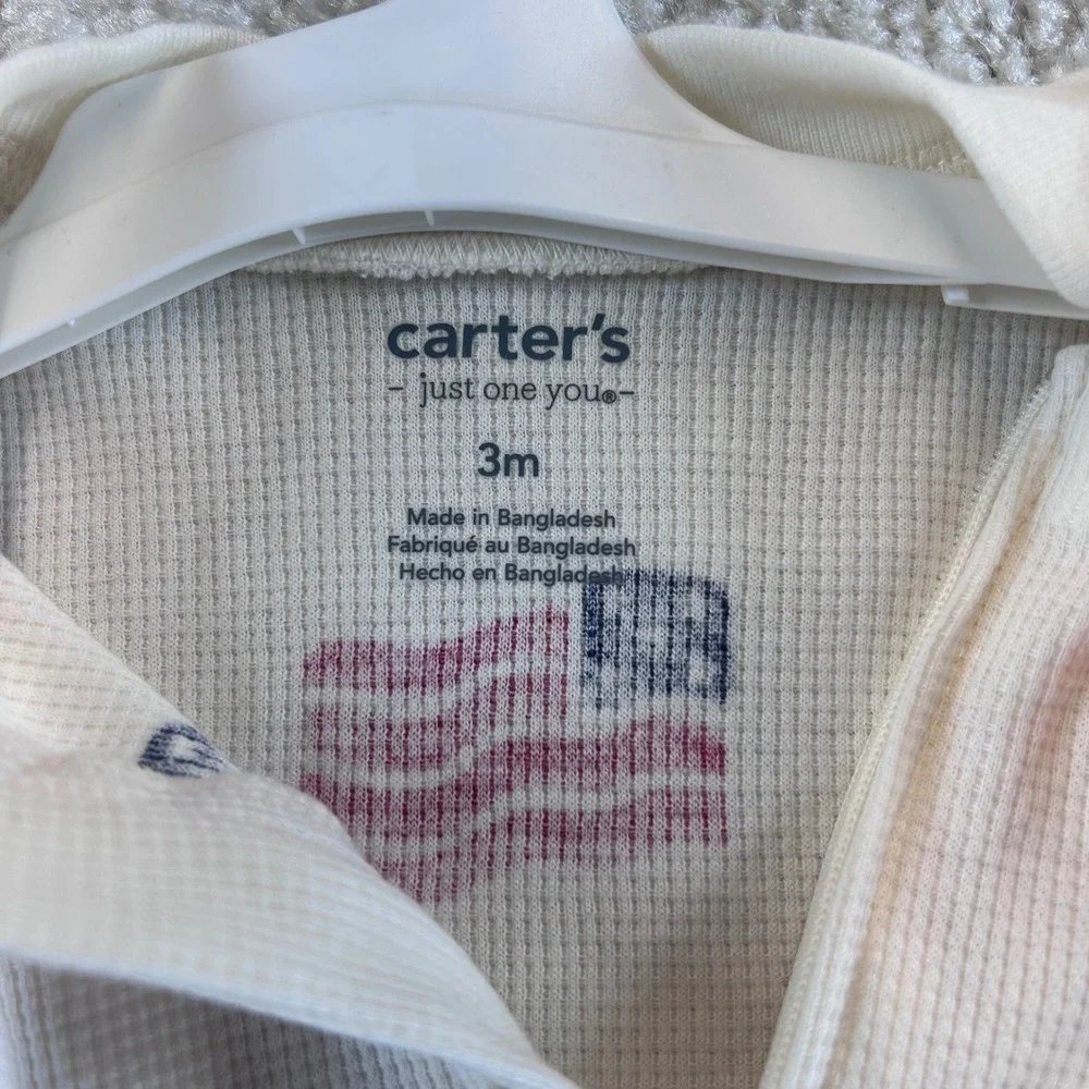 Carters Just One You 3M American Flag Thermal 2-Way Zip Footed Sleeper 1V187810